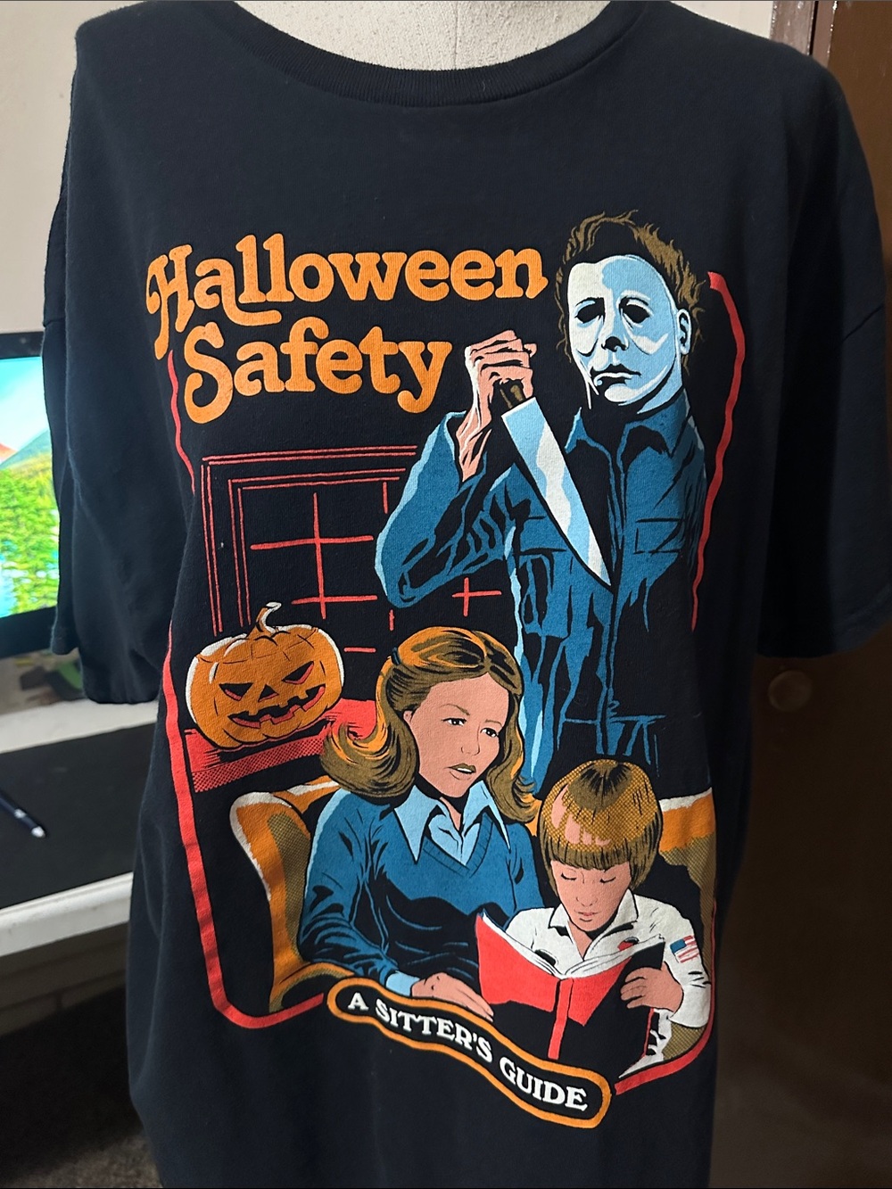 Halloween Safety Michael Myers Graphic Kids Costume Tee - Black